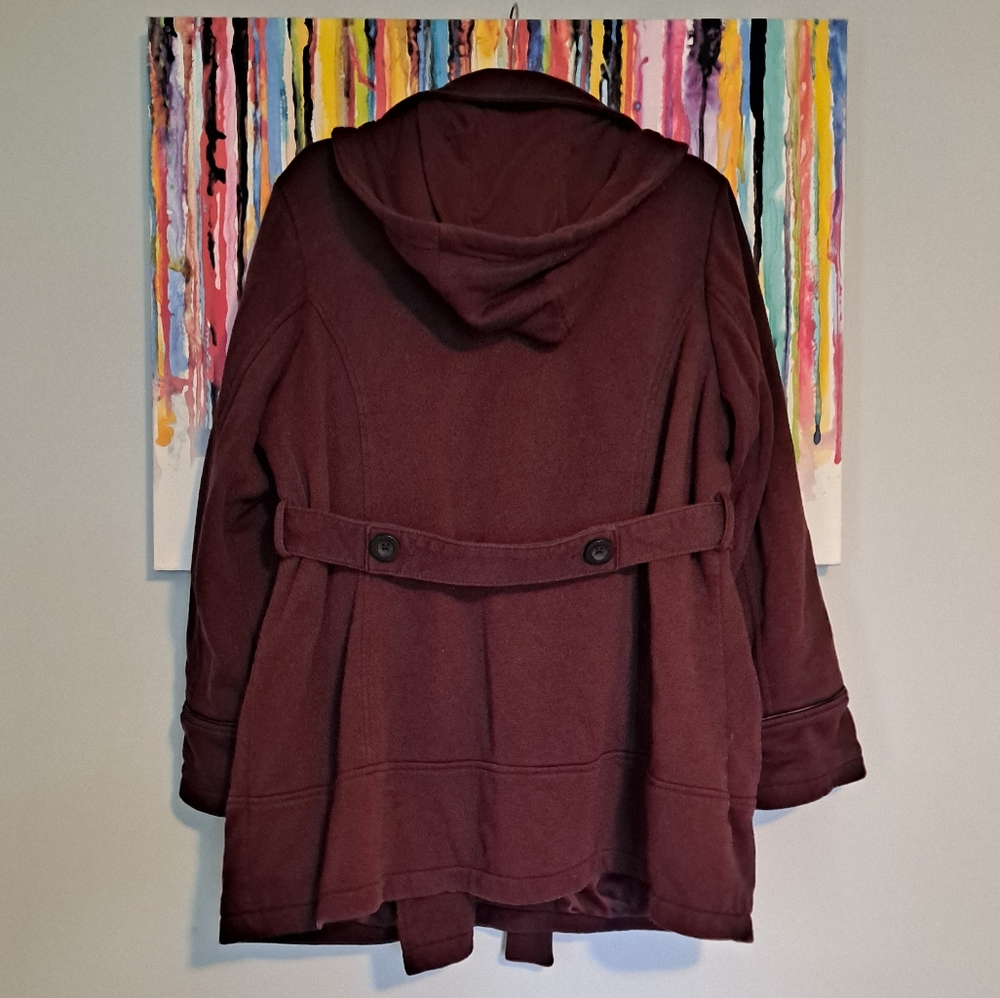 Adorable Jones NY burgundy knit double breasted pea coat, 1X - Picture 6 of 9